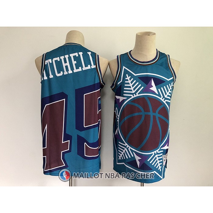 Maillot Utah Jazz Donovan Mitchell No 45 Mitchell & Ness Big Face Bleu